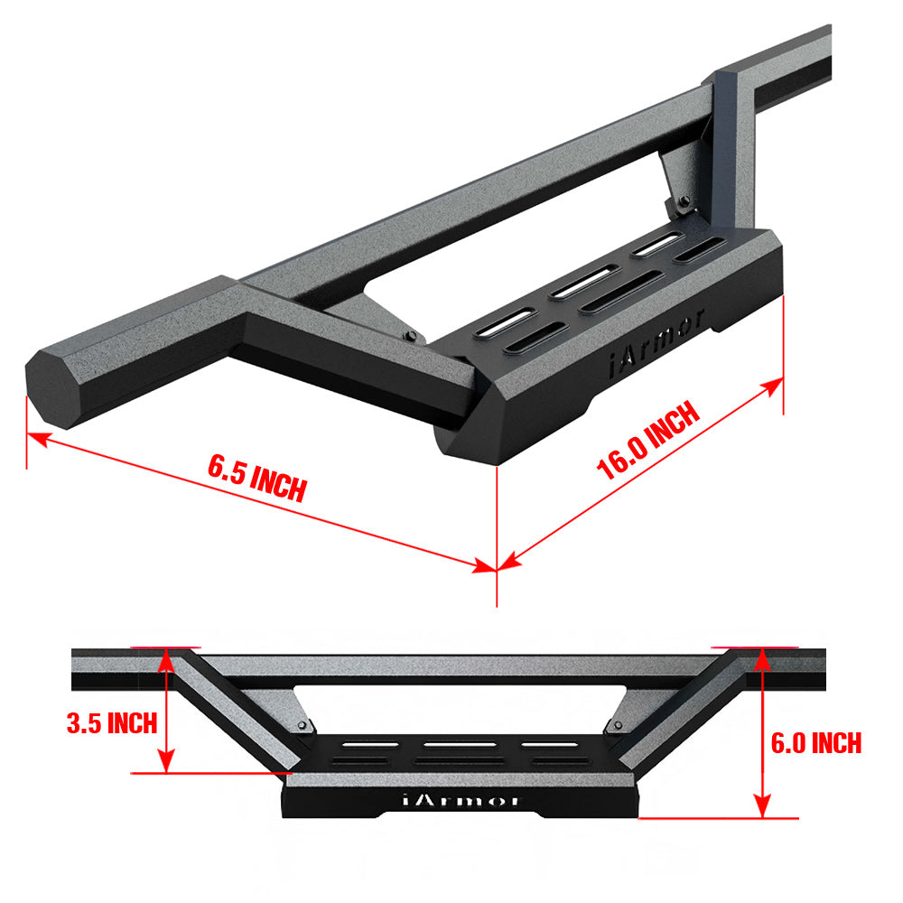 Stainless Steel with 6061 Aluminum Step Pad Both Sides Nerf Bar M3 2010-2013 Toyota 4Runner SR5\ 2010-2024 Toyota 4Runner Limited\ 2019-2024 Toyota 4Runner Nightshade Edition\(Only fit Models with Lower Rocker Panel Extensions) IA20WBC0B