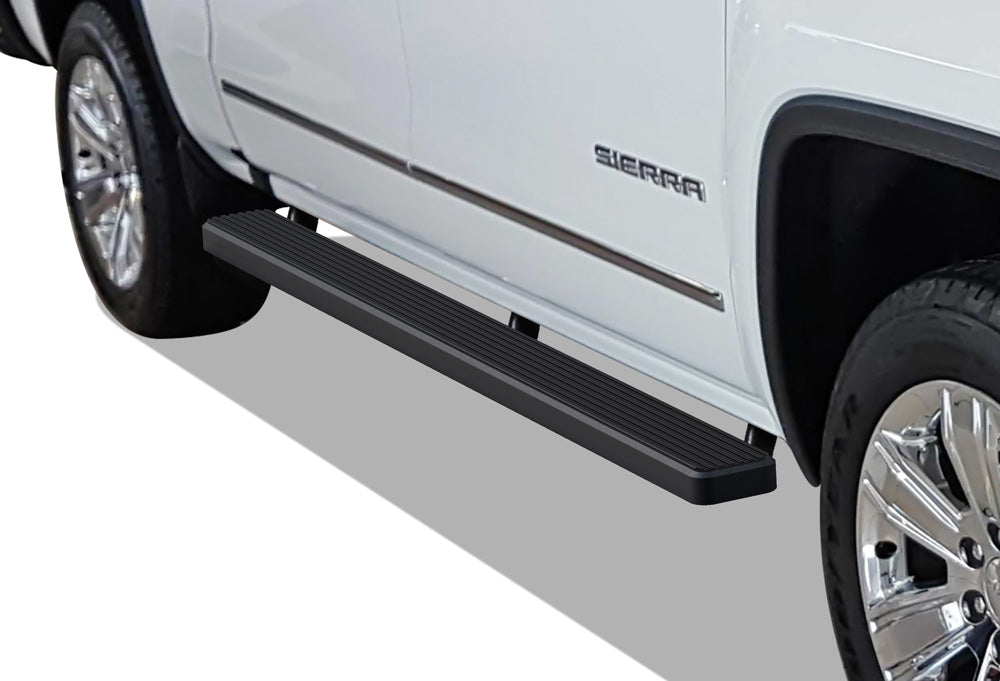 Stainless Steel Both Sides iStep 5 Inch 2007-2018 Chevy/GMC Silverado/Sierra 1500 Crew Cab\ 2007-2019 Chevy/GMC Silverado/Sierra 2500 HD/3500 HD Crew Cab (Incl. Diesel Models With DEF Tanks) Not for 2007 Classic Model IB03EJG1B