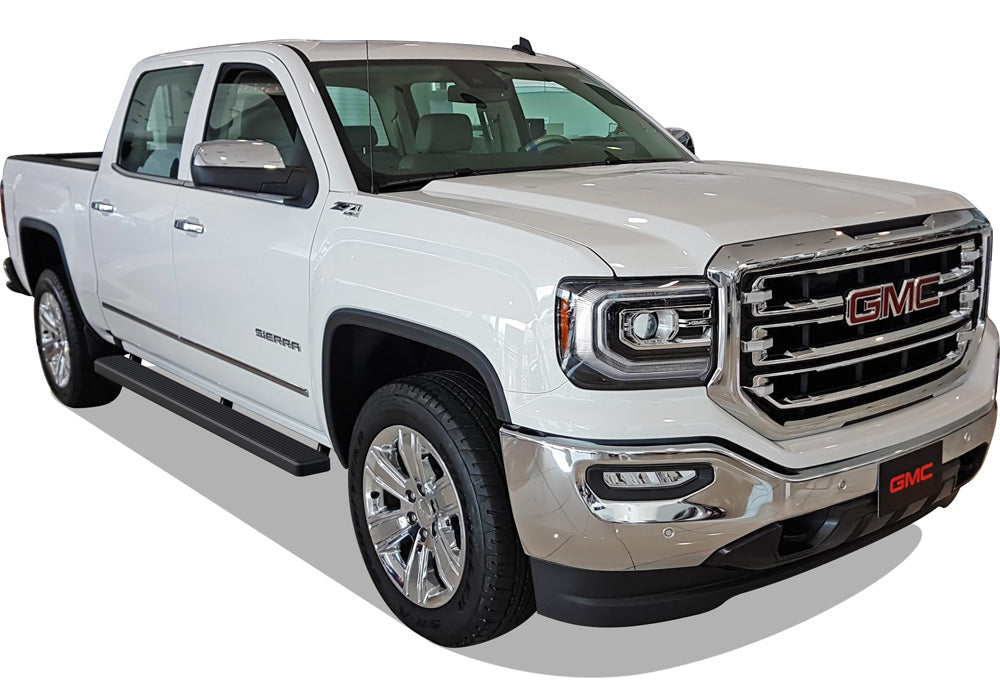 Stainless Steel Both Sides iStep 5 Inch 2007-2018 Chevy/GMC Silverado/Sierra 1500 Crew Cab\ 2007-2019 Chevy/GMC Silverado/Sierra 2500 HD/3500 HD Crew Cab (Incl. Diesel Models With DEF Tanks) Not for 2007 Classic Model IB03EJG1B
