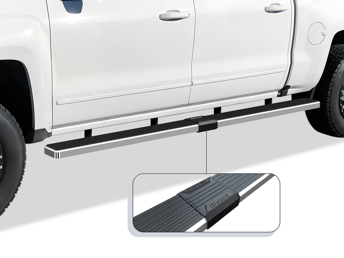 Stainless Steel Both Sides iStep W2W 5 Inch 2007-2018 Chevy/GMC Silverado/Sierra 1500 Crew Cab 5.5 ft Bed\ 2007-2019 Chevy/GMC Silverado/Sierra 2500 HD/3500 HD Crew Cab 5.5 f tBed (Incl. Diesel Models With DEF Tanks) Not for 2007 Classic Model IB03WJG1SA