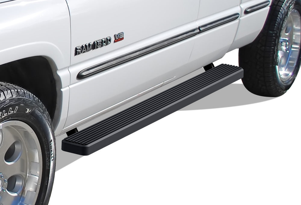 Stainless Steel Both Sides iStep 5 Inch 1994-2001 Dodge RAM 1500 Club Cab\ 1994-2002 Dodge RAM 2500/3500 Club Cab\ 1998-2001 Dodge RAM 1500 Quad Cab (Excl. 02 Body Style Sold in 2001)\ 1998-2002 Dodge RAM 2500/3500 Quad Cab IB04EJD6B