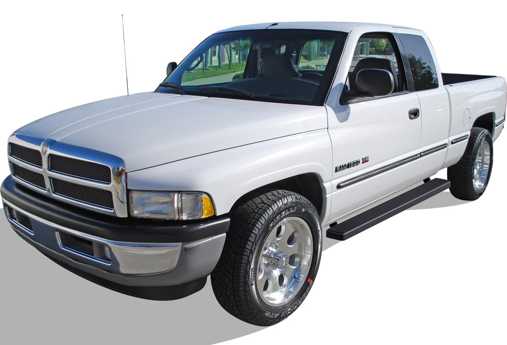 Stainless Steel Both Sides iStep 5 Inch 1994-2001 Dodge RAM 1500 Club Cab\ 1994-2002 Dodge RAM 2500/3500 Club Cab\ 1998-2001 Dodge RAM 1500 Quad Cab (Excl. 02 Body Style Sold in 2001)\ 1998-2002 Dodge RAM 2500/3500 Quad Cab IB04EJD6B