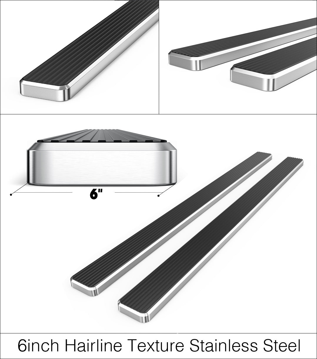 Stainless Steel Both Sides iStep 6 Inch 2009-2018 Dodge RAM 1500 Crew Cab (Incl. 2019-2024 RAM 1500 Classic)\ 2010-2026 Dodge RAM 2500/3500/4500/5500 Crew Cab (Excl. Chassis Cab Diesel Models) IB04FBJ8A