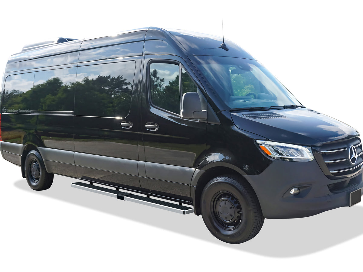 Stainless Steel Both Sides iStep 6 Inch Van 2007-2009 Dodge Sprinter\ 2007-2009 Freightliner Sprinter\ 2010-2026 Mercedes-Benz Sprinter (Full Size)\ Excl. Passenger Van With Rear A/C and 2015 4X4\ For 3-Door Models Only IB04FDJ3A