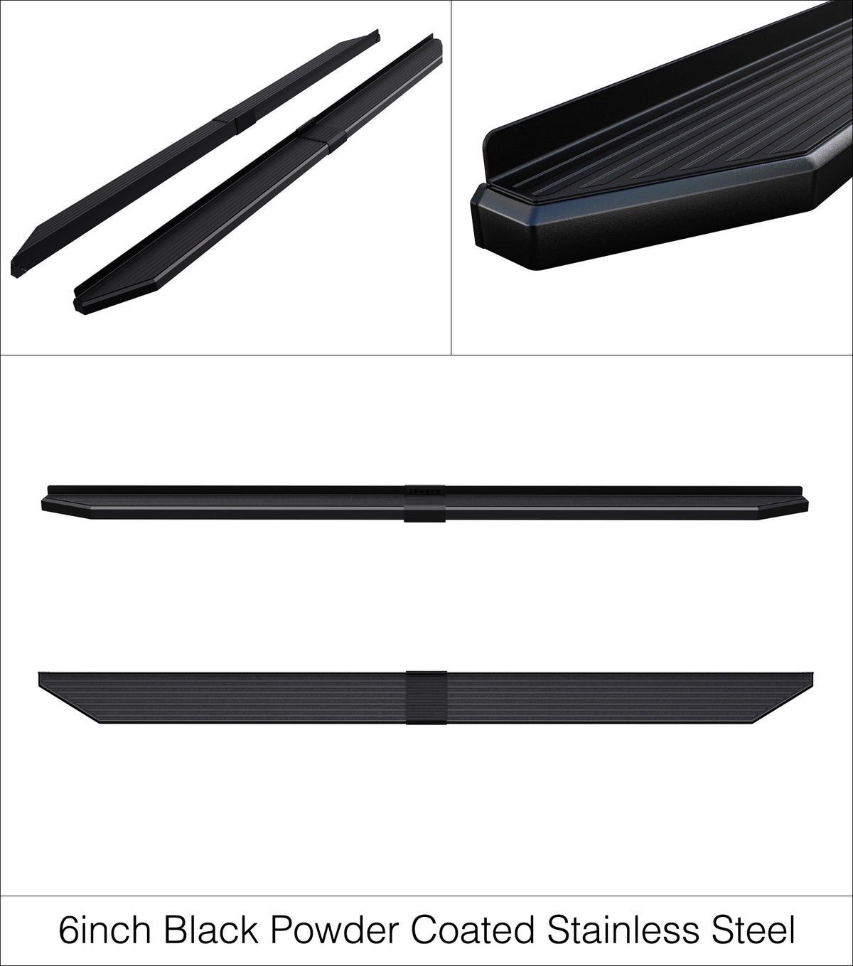 Stainless Steel Both Sides Running Board-H Series W2W 2009-2018 Dodge Ram 1500 Crew Cab 5.5 ft Bed (Incl. 2019-2024 RAM 1500 Classic)\ 2010-2026 Dodge RAM 2500/3500/4500/5500 Crew Cab\ 5.5 ft Bed\  (Excl. Chassis Cab Diesel Models) IB04PBJ8SH