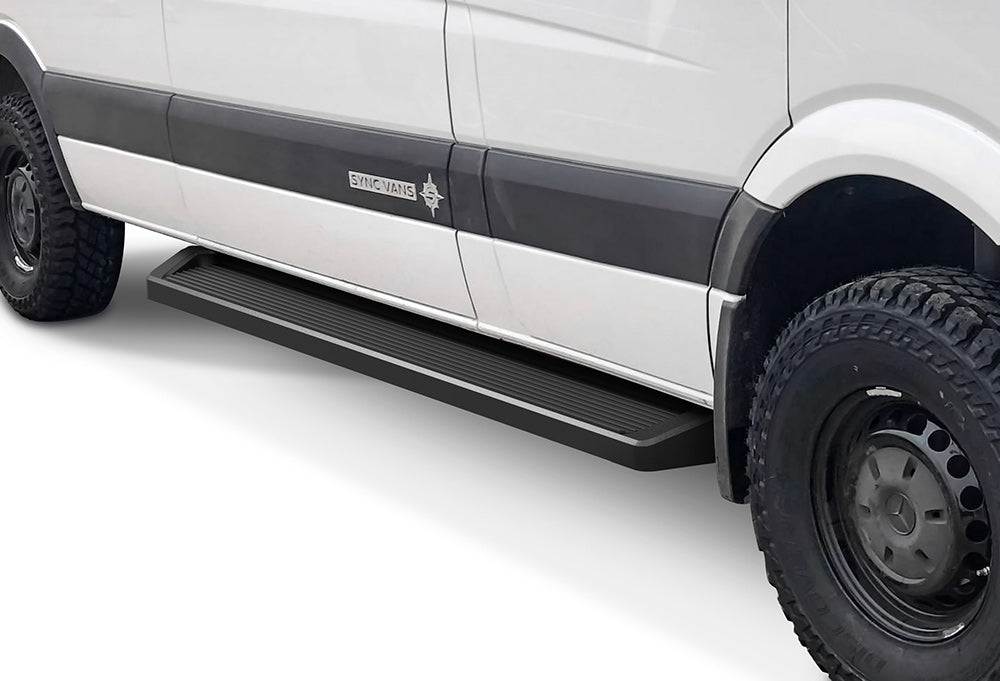 6061 Aircraft Aluminum Both Sides iRunning Board 2007-2009 Dodge Sprinter\ 2007-2009 Freightliner Sprinter\ 2010-2026 Mercedes-Benz Sprinter (Full Size)\ Excl. Passenger Van With Rear A/C and 2015 4X4\ For 3-Door Models Only IB04RDJ3B