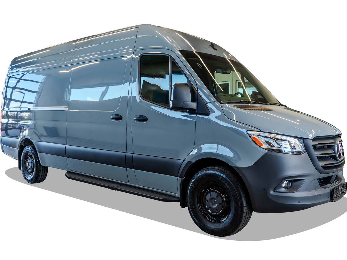 Stainless Steel Both Sides Running Board-H Series 2007-2009 Dodge Sprinter\ 2007-2009 Freightliner Sprinter\ 2010-2026 Mercedes-Benz Sprinter (Full Size)\ Excl. Passenger Van With Rear A/C and 2015 4X4\ For 3-Door Models Only IB04RDJ3H