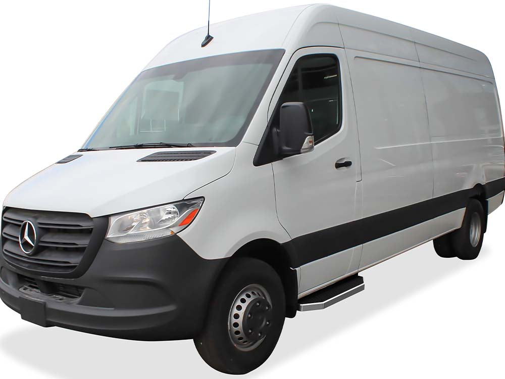 Stainless Steel Both Sides Running Board-H Series 2007-2009 Dodge Sprinter\ 2007-2009 Freightliner Sprinter\ 2010-2026 Mercedes-Benz Sprinter (Full Size)\ Excl. Passenger Van With Rear A/C and 2015 4X4\ For 3-Door Models Only IB04RDJ3Y