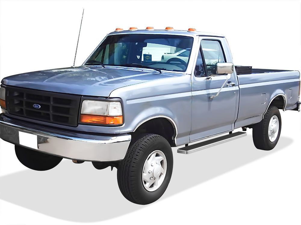 Stainless Steel Both Sides iStep 5 Inch 1980-1996 Ford F-150 Regular Cab (Incl. 97 Only HD Model)\ 1980-1996 Ford Bronco Full Size (Will not fit Lightning or w/ Snow plow prep package Models) IB06EBA0A