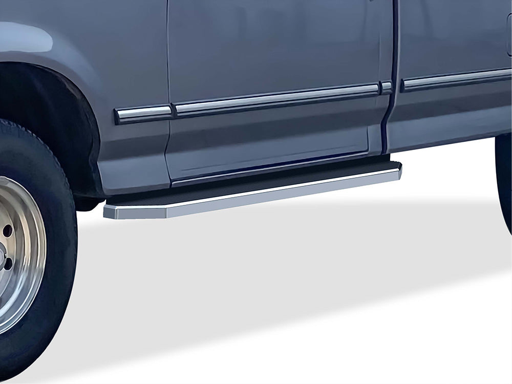 Stainless Steel Both Sides Running Board-H Series 1980-1996 F-Series Pickup Regular Cab (Incl. 97 Only HD Model)/ 1980-1996 Ford Bronco Full Size\ *Will not fit Lightning or w/ Snow plow prep package Models IB06RBA0Y