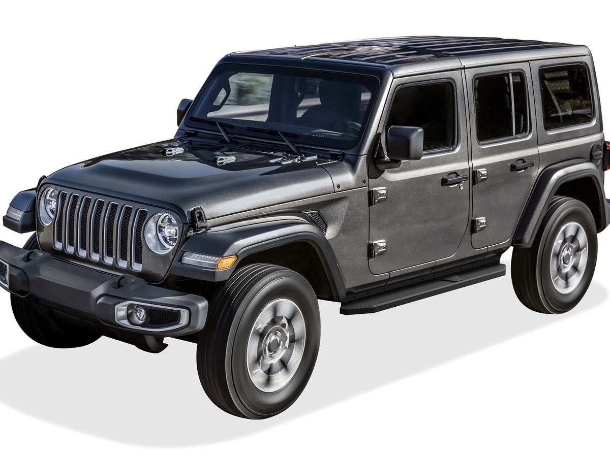 Stainless Steel Both Sides Running Board-H Series 2018-2026 Jeep Wrangler JL 4-Door, Incl. 2021-2026 4XE IB10RAA1H