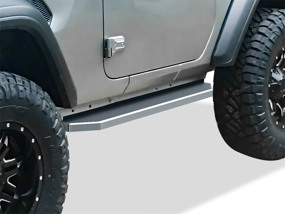 Stainless Steel Both Sides Running Board-H Series 2007-2018 Jeep Wrangler JK 2-Door (Factory sidesteps or rock rails have to be removed) IB10RAJ6Y