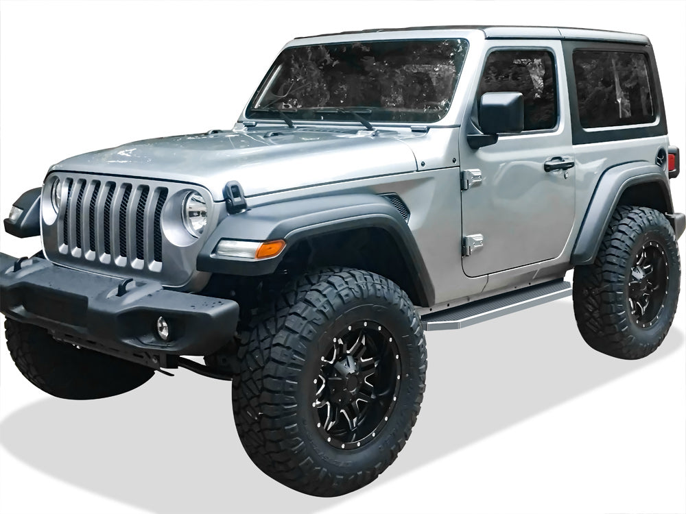 Stainless Steel Both Sides Running Board-H Series 2007-2018 Jeep Wrangler JK 2-Door (Factory sidesteps or rock rails have to be removed) IB10RAJ6Y