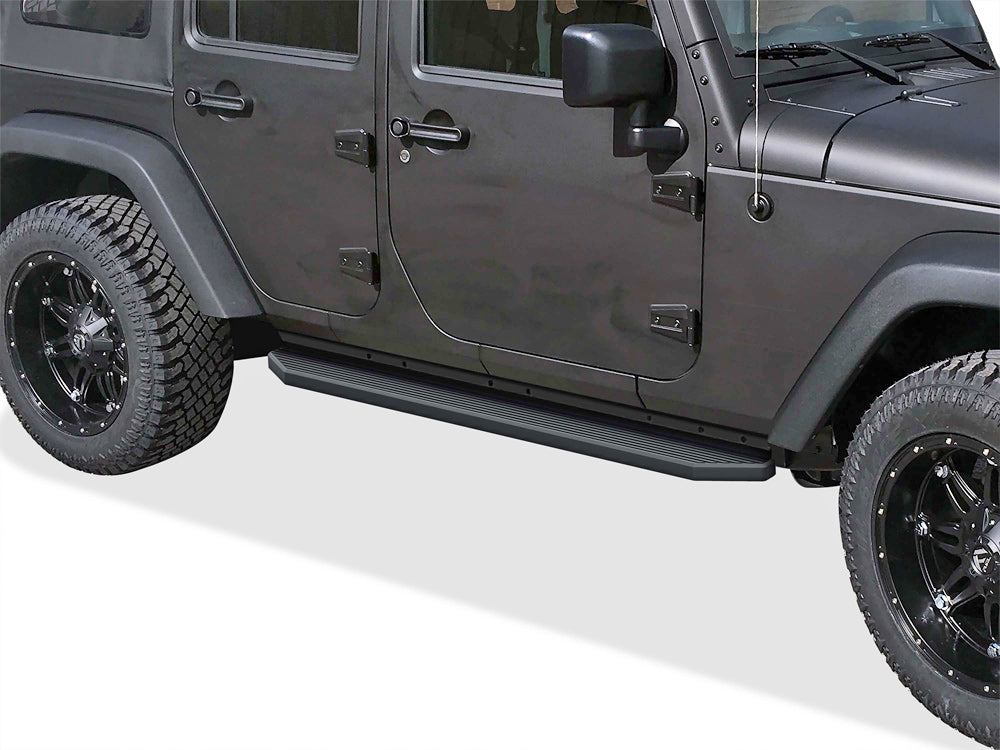 Stainless Steel Both Sides Running Board-H Series 2007-2018 Jeep Wrangler JK 4-Door (Factory sidesteps or rock rails have to be removed) IB10RAJ7H