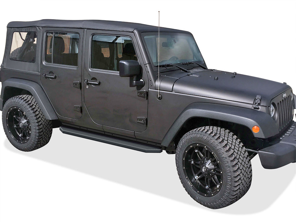 Stainless Steel Both Sides Running Board-H Series 2007-2018 Jeep Wrangler JK 4-Door (Factory sidesteps or rock rails have to be removed) IB10RAJ7H