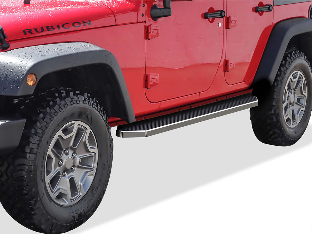 Stainless Steel Both Sides Running Board-H Series 2007-2018 Jeep Wrangler JK 4-Door (Factory sidesteps or rock rails have to be removed) IB10RAJ7Y