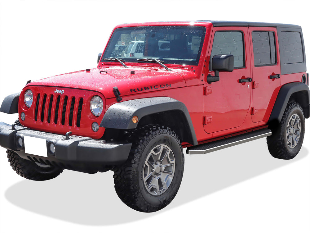 Stainless Steel Both Sides Running Board-H Series 2007-2018 Jeep Wrangler JK 4-Door (Factory sidesteps or rock rails have to be removed) IB10RAJ7Y