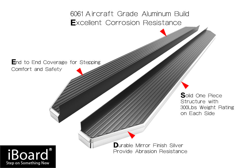 Stainless Steel Both Sides Running Board-H Series 2007-2018 Jeep Wrangler JK 4-Door (Factory sidesteps or rock rails have to be removed) IB10RAJ7Y