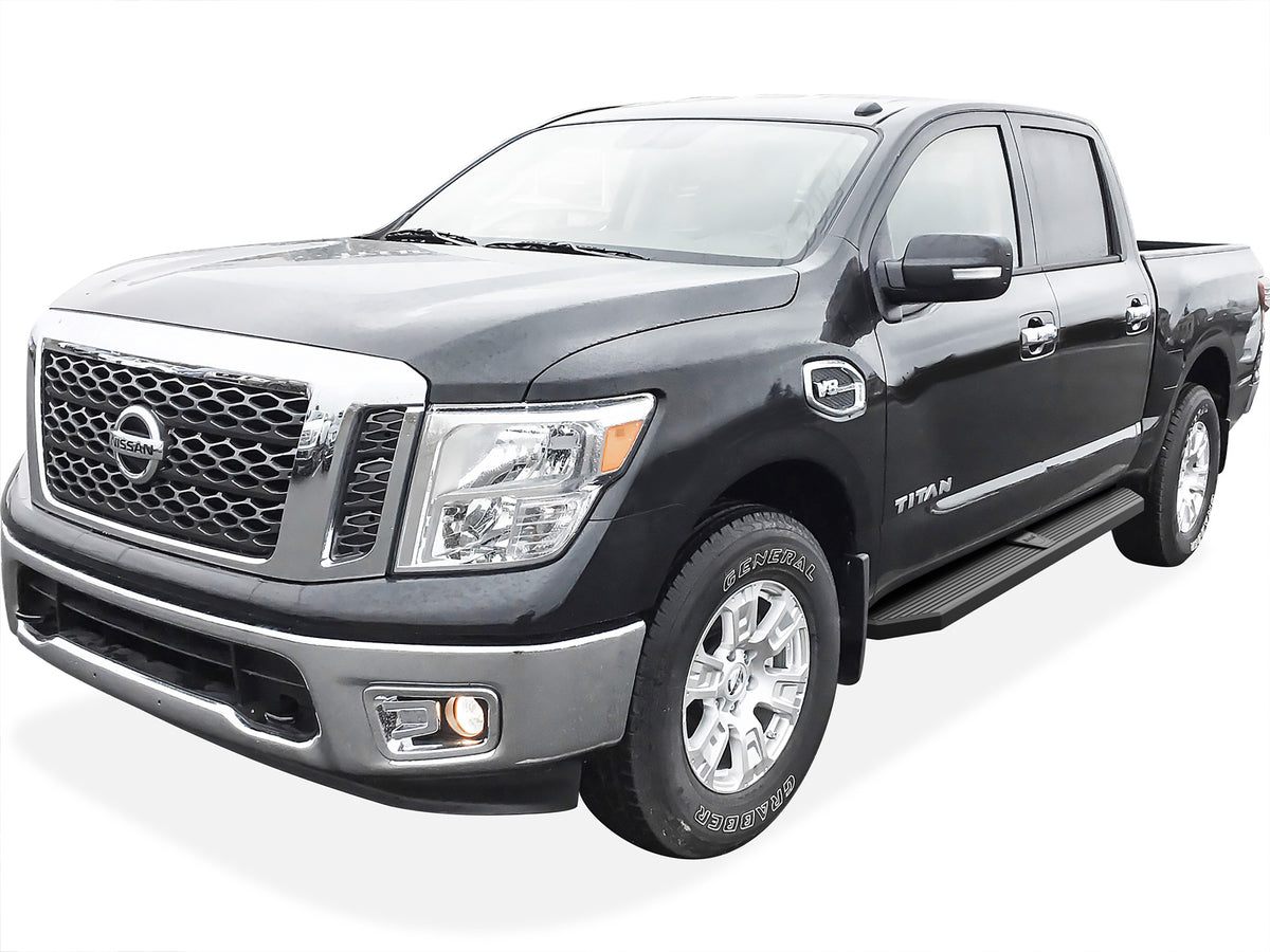 Stainless Steel Both Sides Running Board-H Series 2004-2024 Nissan Titan Crew Cab (Exl. 2016 Models)\ 2016-2024 Nissan Titan XD Crew Cab IB14RIE1H