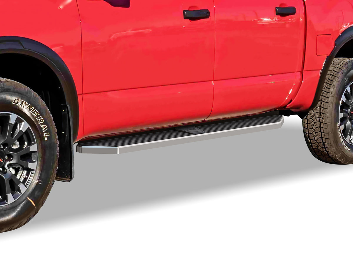Stainless Steel Both Sides Running Board-H Series 2004-2024 Nissan Titan Crew Cab (Exl. 2016 Models)\ 2016-2024 Nissan Titan XD Crew Cab IB14RIE1Y