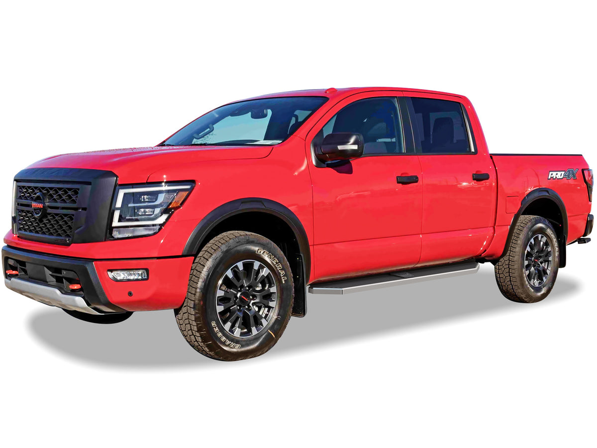 Stainless Steel Both Sides Running Board-H Series 2004-2024 Nissan Titan Crew Cab (Exl. 2016 Models)\ 2016-2024 Nissan Titan XD Crew Cab IB14RIE1Y