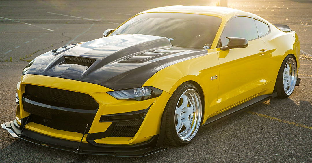 2018-2023 Ford Mustang 2 doors TERMINATOR Style Carbon Fiber Black Hood