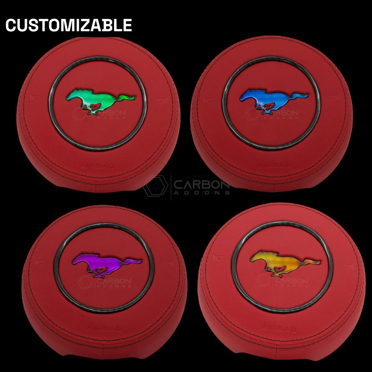 2015-2023 Mustang Custom Airbag Housing Cover with RGB LED Emblem