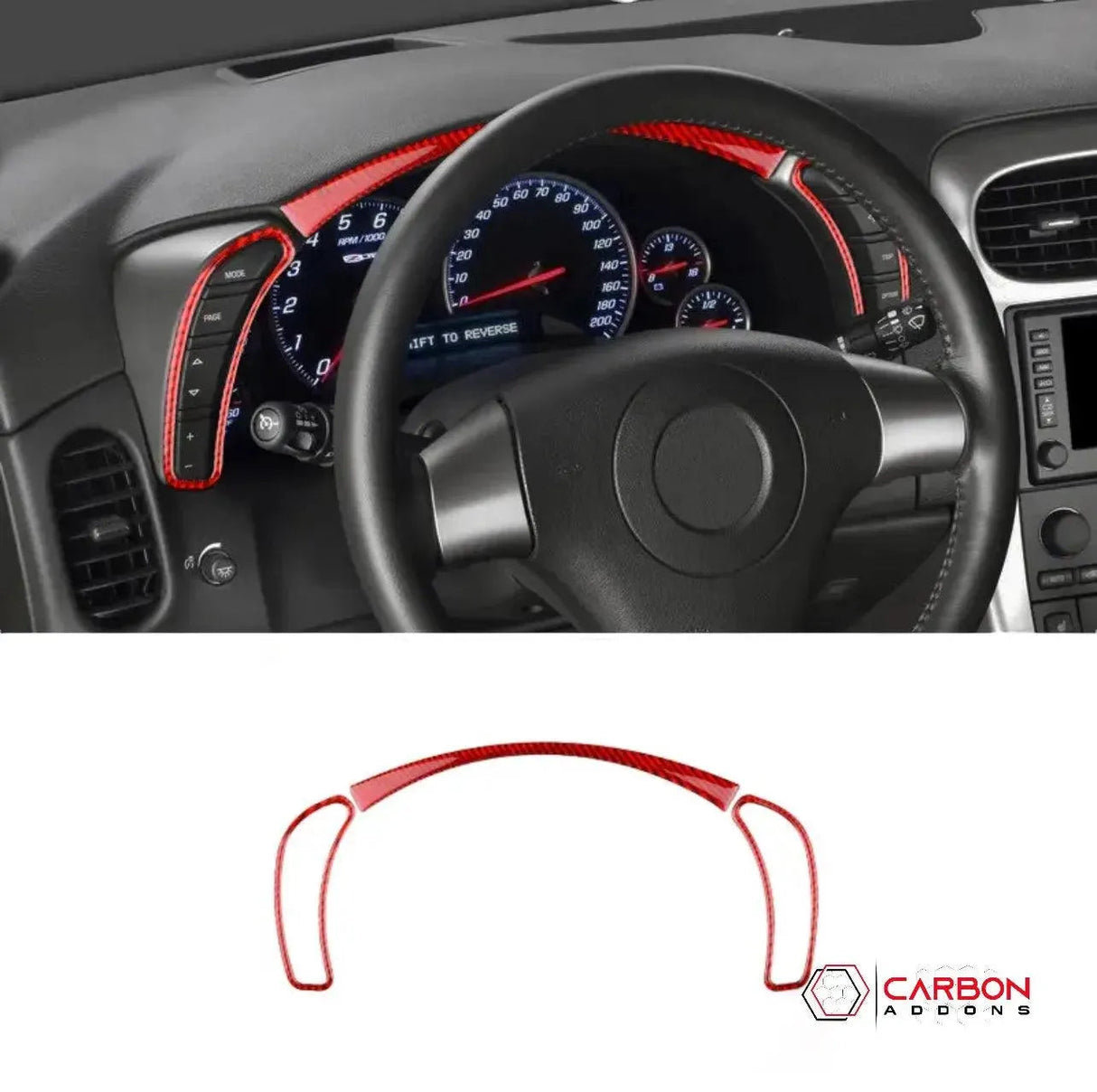 [3pcs] Real Carbon Fiber Gauge Cluster Surround Trim Overlay  | C6 2005-2013 Corvette