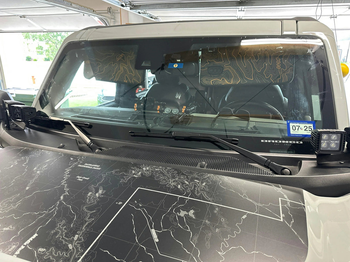 Topographic Interior Sun Visor Overlays - 2024+ Ranger Raptor (with Homelink)