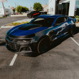 2017-2025 Chevy Camaro ZL1 Black Panther 1PC Full Gloss Carbon Fiber Track Package Front Bumper Conversion
