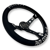 Anti-Stock Suede Steering Wheel + Short Hub Adapter for 83-04 Ford Mustang / 89-92 Ford Ranger