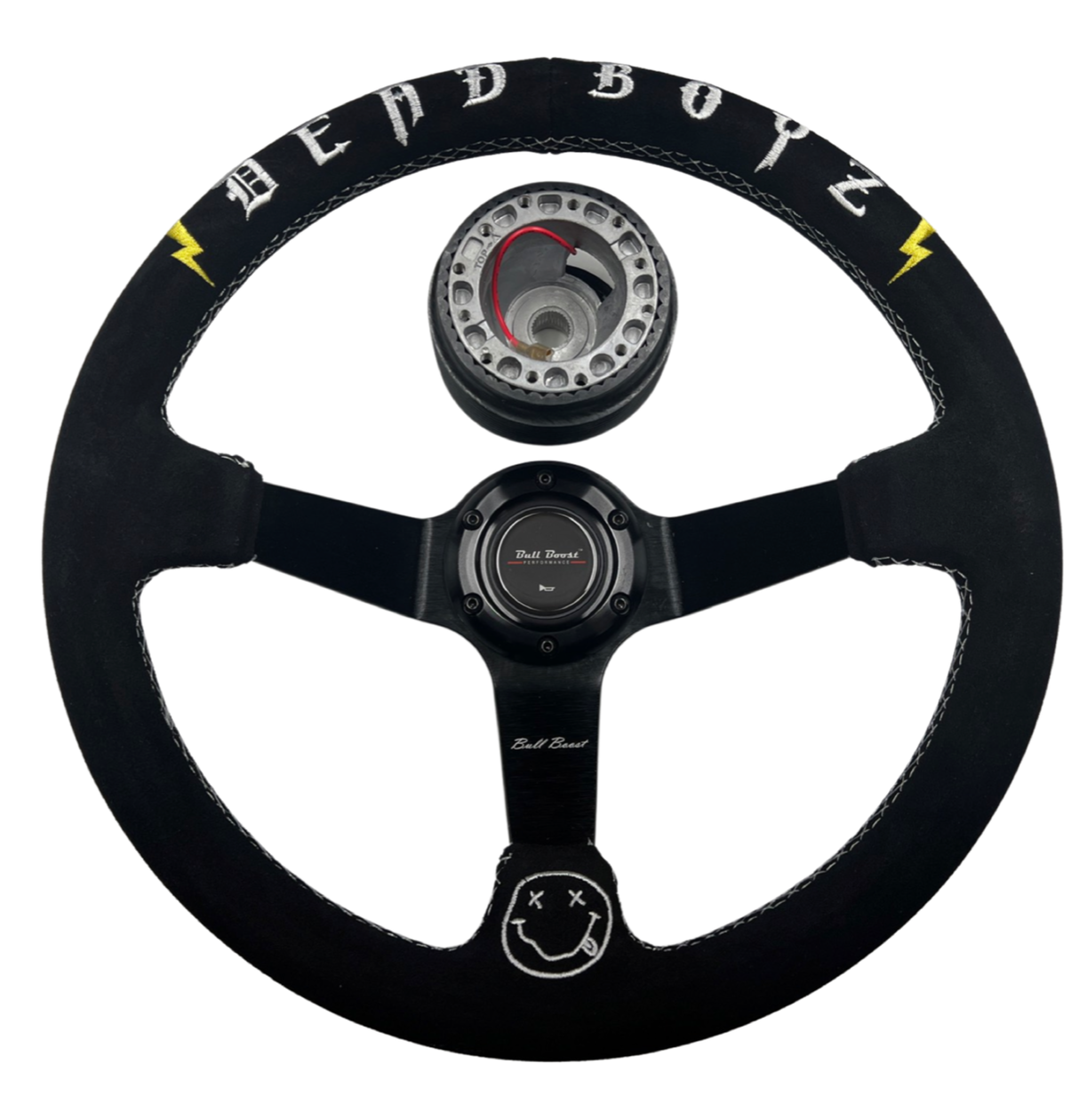 Deadboyz Suede Steering Wheel + Hub Adapter Kit For Toyota Corolla, Hilux Pickup