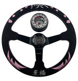 Pink Heart Bliss 6-Bolt Racing Steering Wheel + Hub Adapter Boss Kit for Honda Acura Civic, Del Sol, Integra