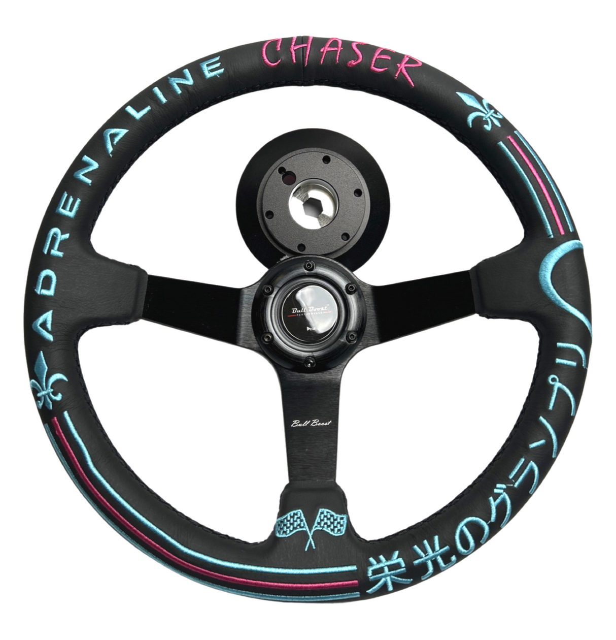 Leather 350mm Steering Wheel + Short Hub Adapter Kit For Ford F150 F350 F450