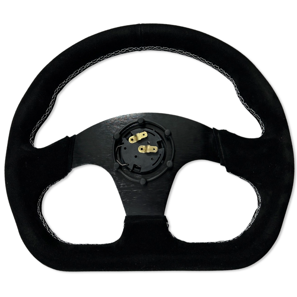 Quadro Flat Suede Steering Wheel + Short Hub Adapter Kit For Toyota Camry Corolla
