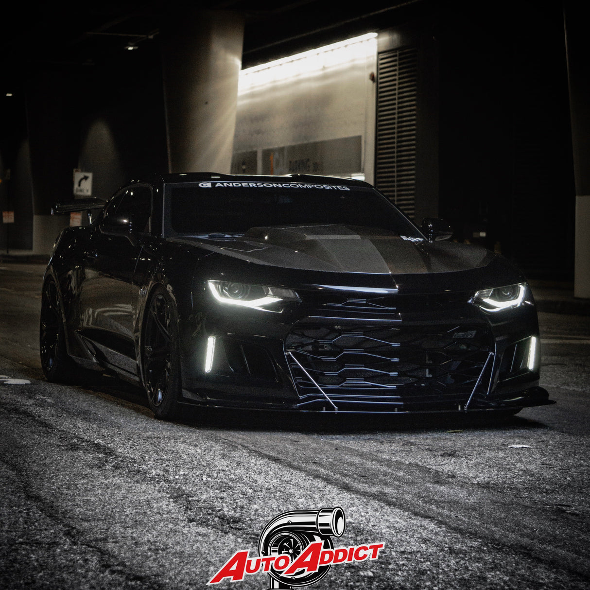 2016-2018 Chevy Camaro ZL1 Front Bumper Conversion 7pcs Ful Kit Flat BLK