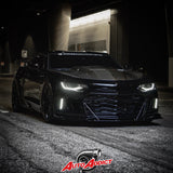 2016-2018 Chevy Camaro ZL1 Front Bumper Conversion 7pcs Ful Kit Flat BLK