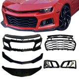 2010-2015 Chevy Camaro ZL1 Front Bumper Conversion 7pcs Full Kit Flat BLK Body Kit