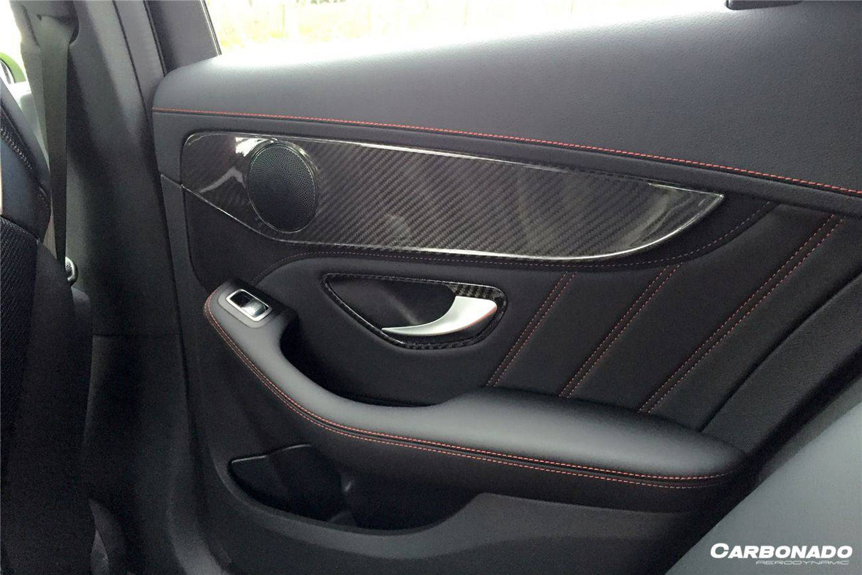 2015-2021 Mercedes Benz W205 C Class GLC X253 Carbon Fiber Interior Door Handle Cover Trim