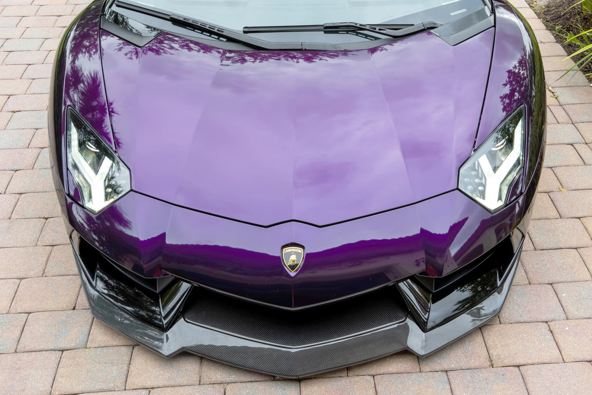 2011-2016 Lamborghini Aventador Style Carbon Fiber Front Lip Carbonado (DM) Fits: LP700 Coupe and Roadster