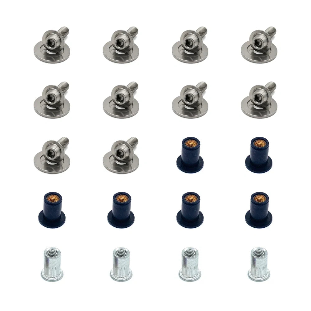 JDC Titanium Battery & Brake Reservoir Panel Plastic Rivet Replacement Kit | Nissan R35 GT-R