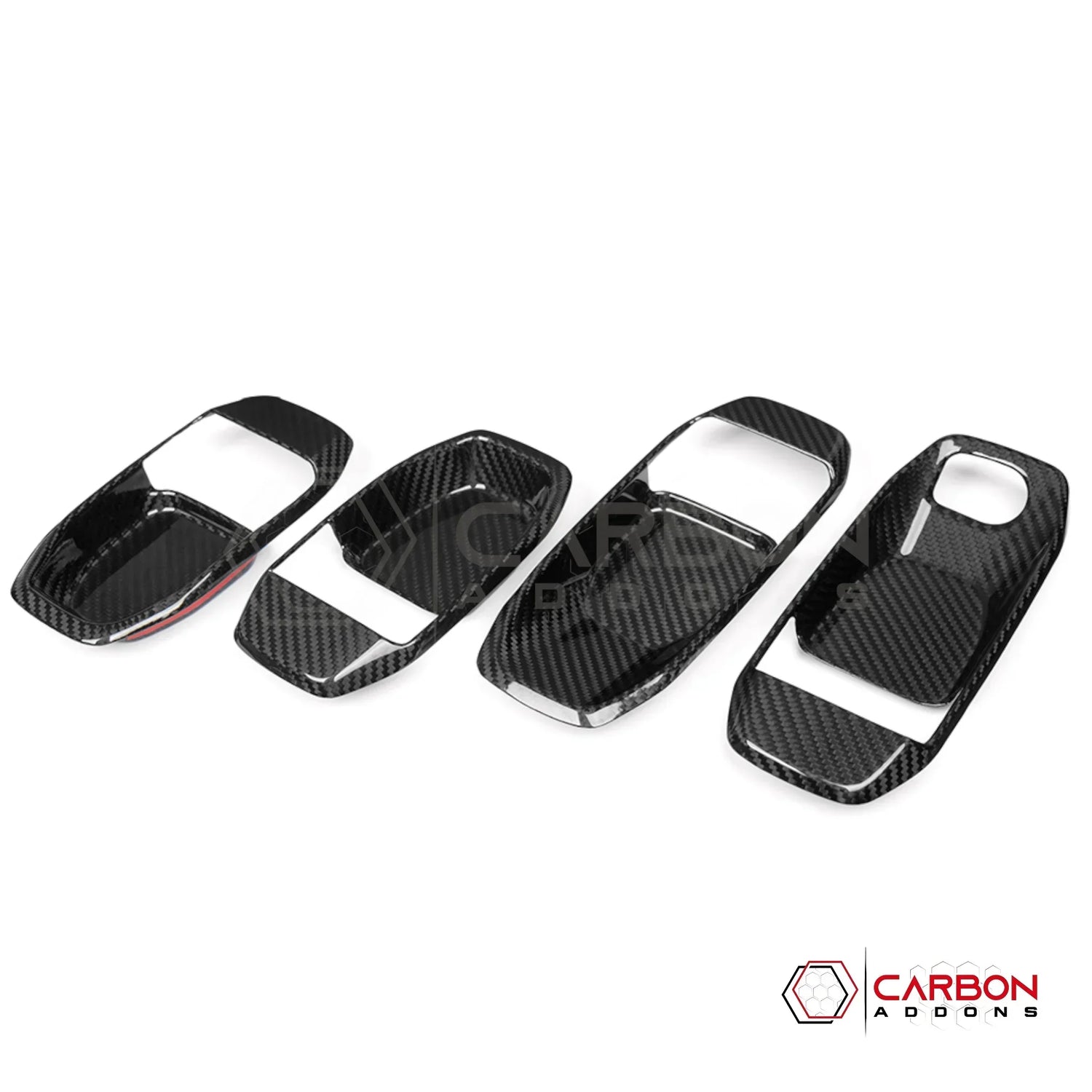 2018+ Jeep Wrangler JL & 2020+ Gladiator JT Real Carbon Fiber Interior Door Handle Trim Covers (4pcs)