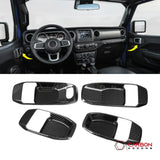 2018+ Jeep Wrangler JL & 2020+ Gladiator JT Real Carbon Fiber Interior Door Handle Trim Covers (4pcs)