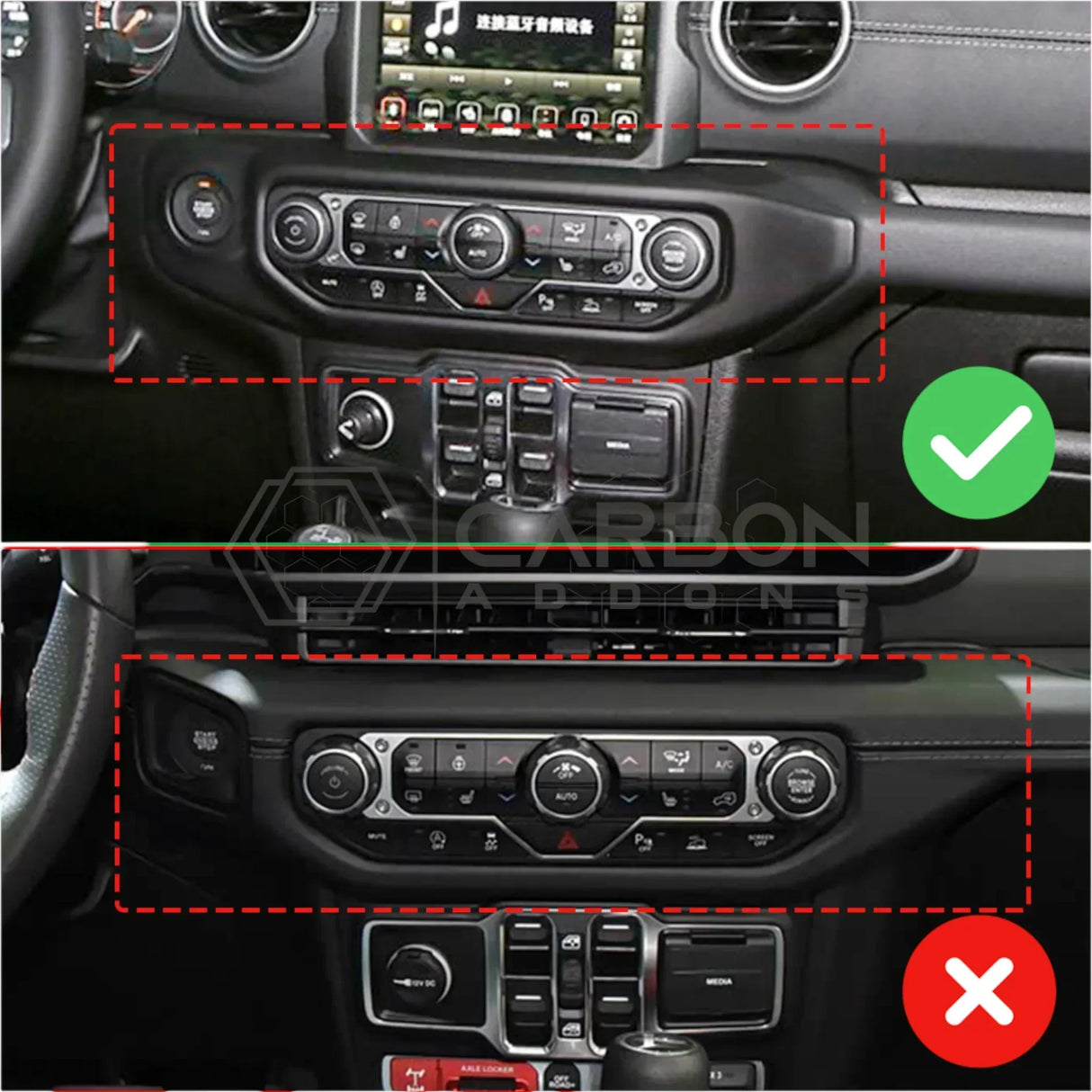 2018+ Jeep Wrangler JL & 2020+ Gladiator JT Real Carbon Fiber Push Start & Radio Control Trim Cover