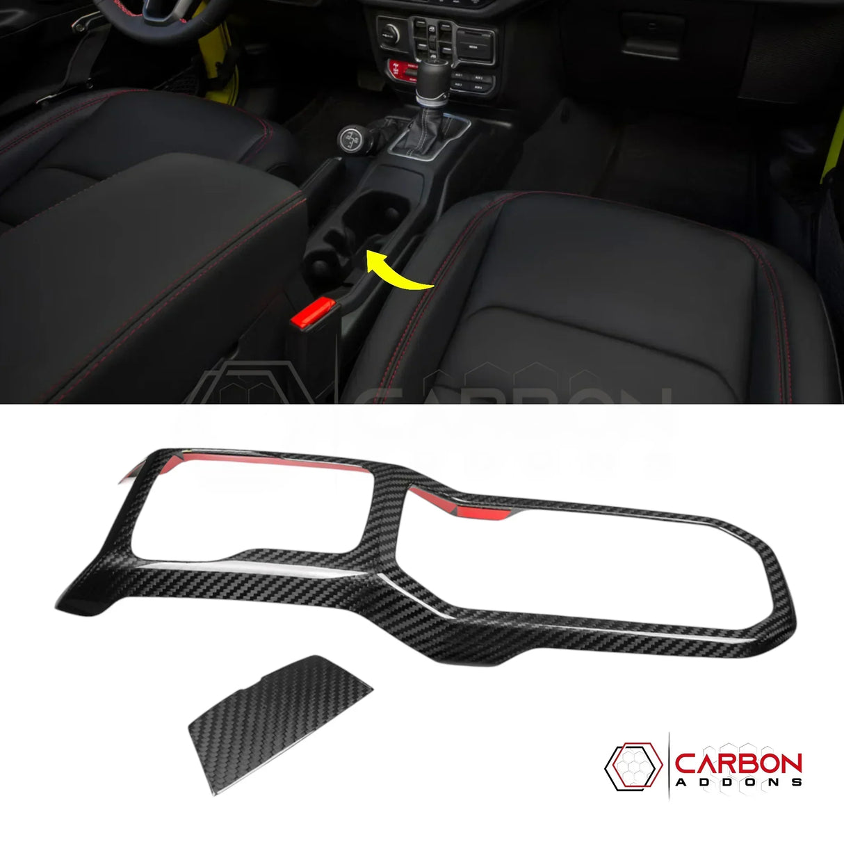 2018+ Jeep Wrangler JL & 2020+ Gladiator JT Real Carbon Fiber Center Console Shift Panel Trim
