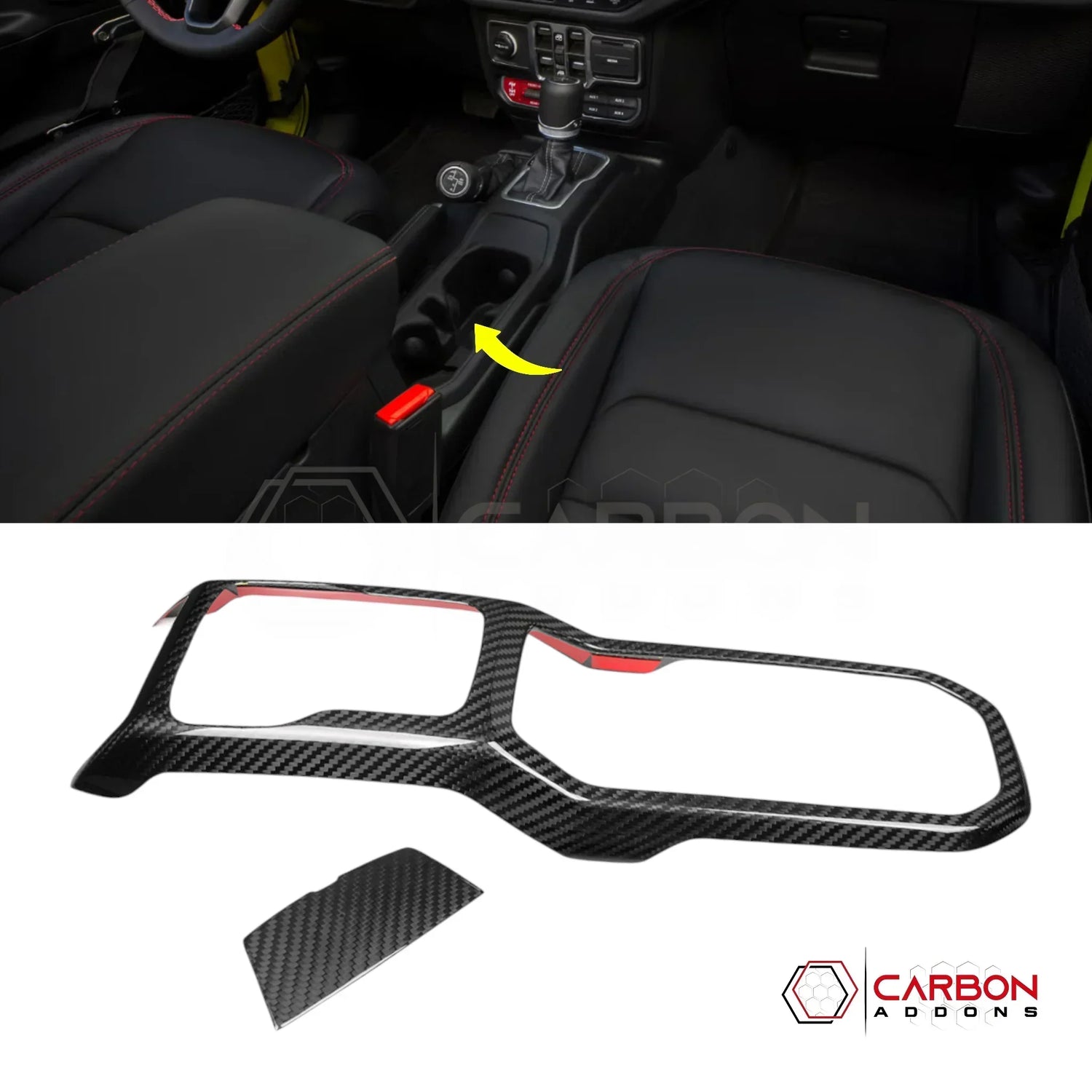 2018+ Jeep Wrangler JL & 2020+ Gladiator JT Real Carbon Fiber Center Console Shift Panel Trim
