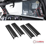 2018+ Jeep Wrangler JL & 2020+ Gladiator JT Real Carbon Fiber A & B Pillar Grab Handle Trim Covers (4pcs)