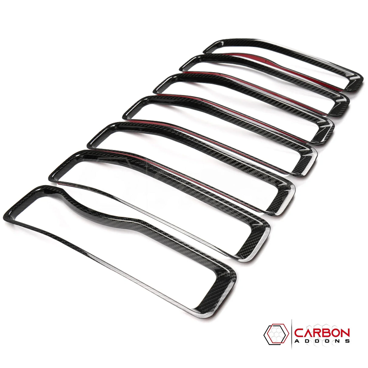 2018+ Jeep Wrangler JL & 2020+ Gladiator JT Real Carbon Fiber Grille Inserts (7pcs)