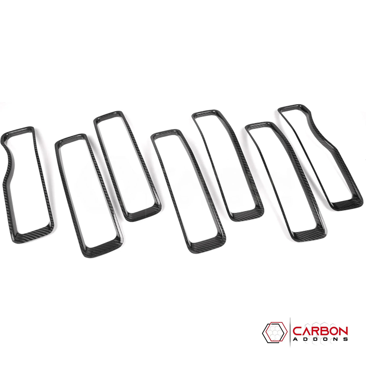 2018+ Jeep Wrangler JL & 2020+ Gladiator JT Real Carbon Fiber Grille Inserts (7pcs)