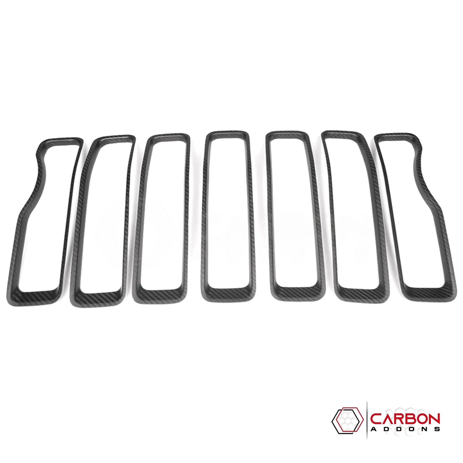 2018+ Jeep Wrangler JL & 2020+ Gladiator JT Real Carbon Fiber Grille Inserts (7pcs)